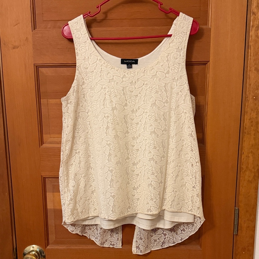 Moda Cream Lace Tank Top